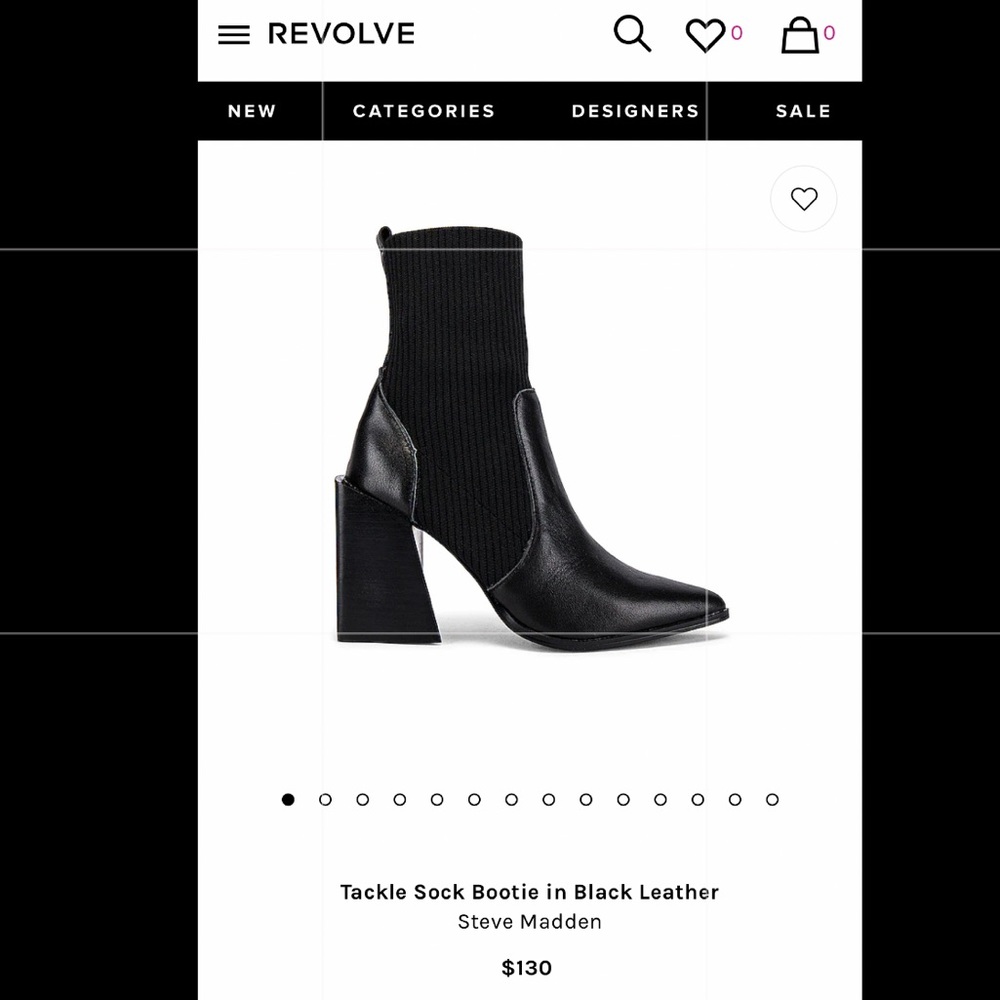 Steve Madden Revolve Black Leather Booties / Tackle Sock Bootie
